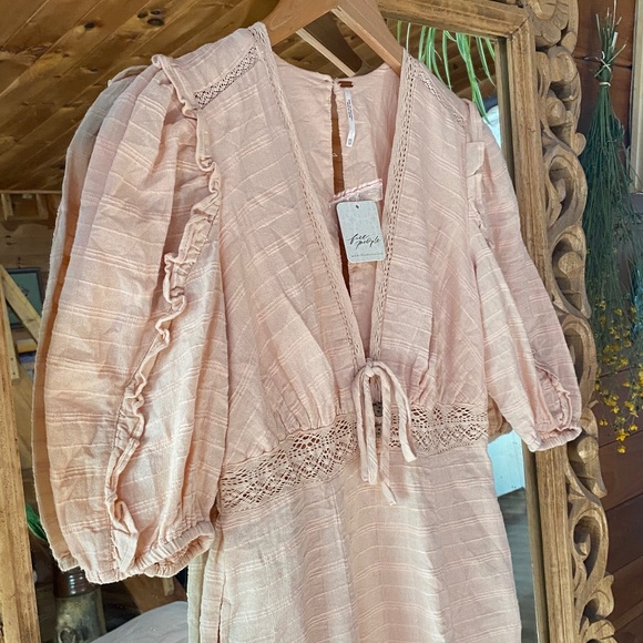 NWT Free People 100% Cotton Maxi Slit Dress - Picture 2 of 12